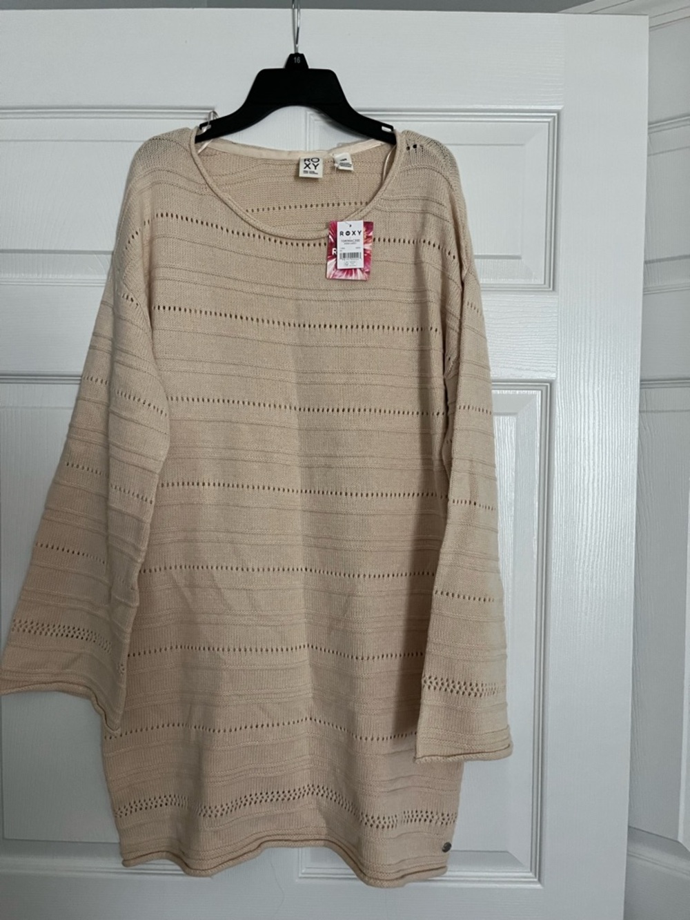 Roxy Cream Open-Knit Sweater